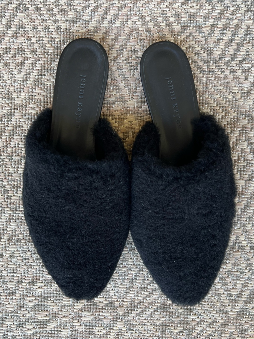 Jenni Kayne Shearling Black‎ Slip On Mules Fuzzy Womens EU 38 US 7.5 8 - Picture 10 of 10
